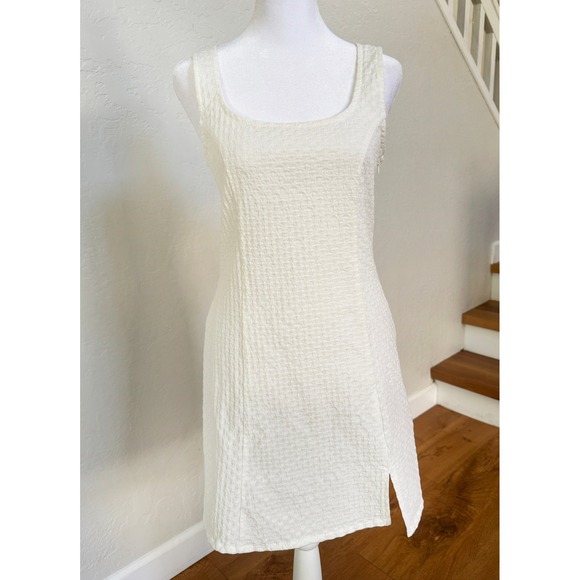 Urban Outfitters Dresses & Skirts - Womens Sleeveless Mini Dress Textured Square Neck‎ Ivory Cocktail Party
